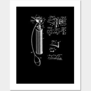 Otoscope Vintage Patent Drawing Posters and Art